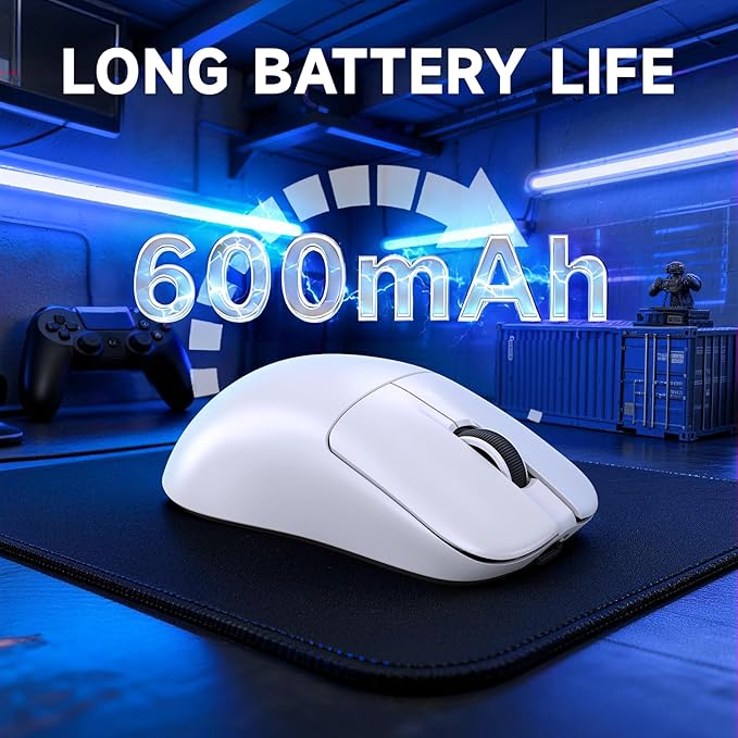 ZIYOU LANG×Magic-Refiner AJ199 Lightweight Wireless Gaming Mouse,Tri-Mode(2.4G/Wired/BT),24K DPI,PAW3311 Optical Sensor,1000Hz Polling Rate,600mAh,49g Ergonomic Mice for Mid-Large Hands-White