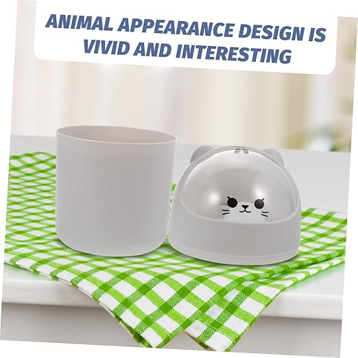 ULTECHNOVO Cartoon Bear Desktop Trash Can Lid Slim Mini Garbage Bin for Office and Bedroom Cute Plastic Waste Container
