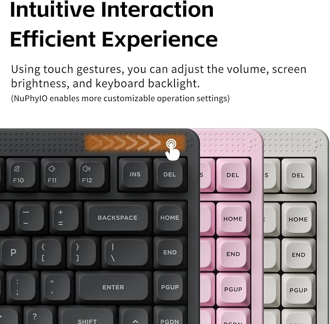nuphy Node75 Wireless Mechanical Keyboard, 75% Hot Swappable Custom Keyboard, 82 Keys Computer Gaming Keyboards, Supports Touch Gestures, PBT Keycaps, RGB Backlit, Bluetooth/2.4GHz/USB-C