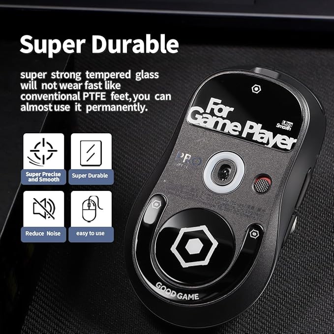 immoenuc Glass Mouse Skates for 2024 Logitech G PRO X Superlight 2 DEX Lightspeed Wireless Gaming Mouse Feet Pads Smooth Durable Game Mouse Accessories (Black)