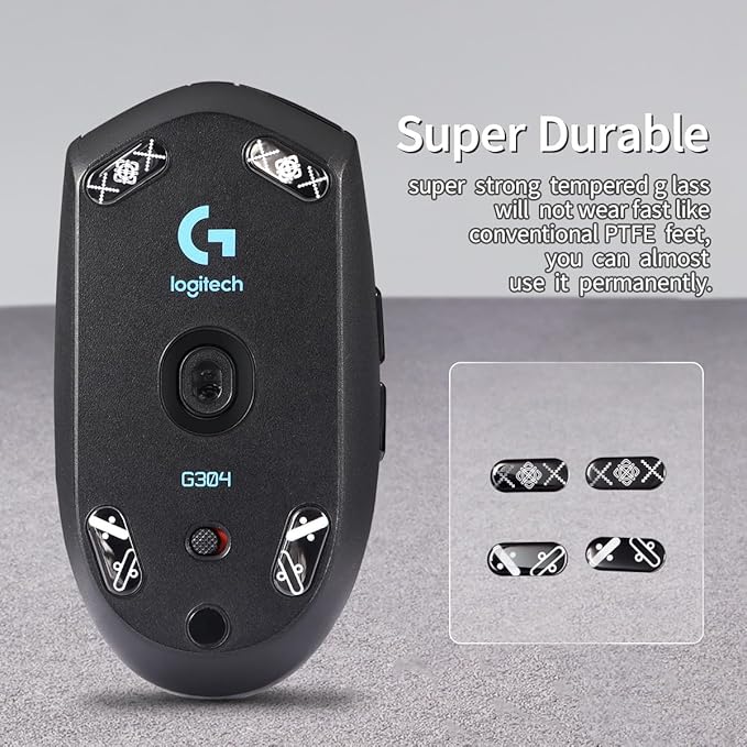Immoenuc Glass Mouse Skates for Logitech G305/304 Feet Pads - Smooth, Durable Game Accessories (Printing Pattern)