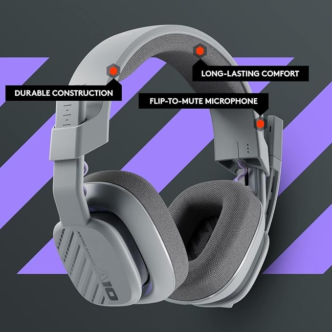 Astro A10 Gaming Gen 2 Wired Headset with flip-to-Mute Microphone for PC/Mac, PS4/5, Xbox - Grey (Renewed)