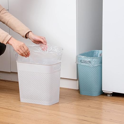 UUJOLY Plastic Small Trash Can Wastebasket, Garbage Container Basket for Bathrooms, Laundry Room, Kitchens, Offices, Kids Rooms, Dorms, (Grey, 3 Gallon)