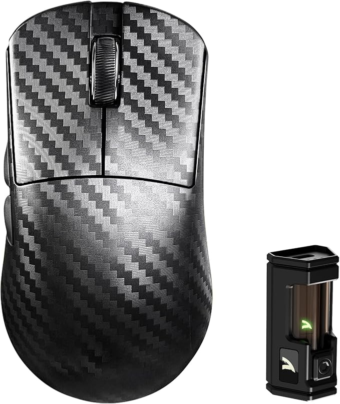 ATTACK SHARK R11 Ultra 8K Carbon Fiber Wireless Gaming Mouse,PAW3950 MAX Sensor,49g Ultra-Lightweight,Nordic 52840 MCU Chip,42000 DPI,Wired/BT/2.4GHz Wirelss Programmable Mouse for PC/Mac(Wave)