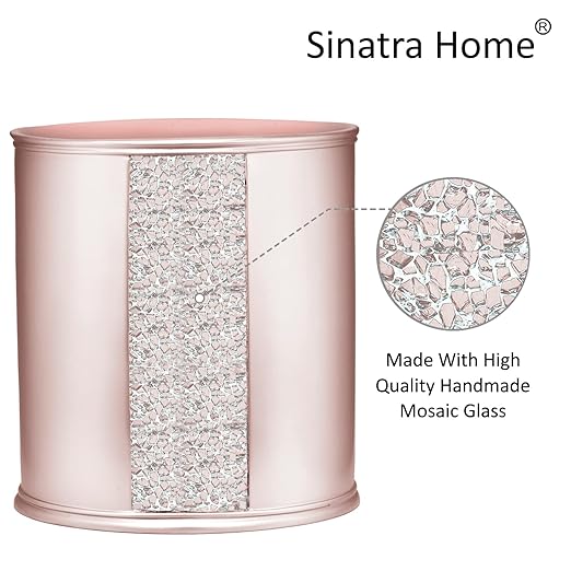 Zahari Home Sinatra Waste Basket Decorative Beautiful Designs Bathroom Bedroom Living Room Decor, Blush