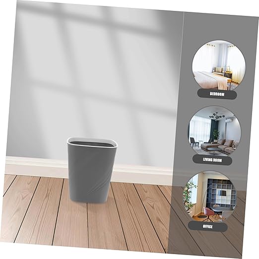 Ultra Slim Trash Can Large Capacity Open Top Waste Container for Home Office Bathroom and Under Sink Grey Small Garbage Bin for Quick Disposal