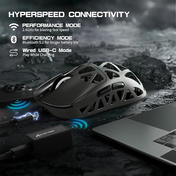 ZIYOU LANG x Attack Shark R2 Superlight Wireless Gaming Mouse,Magnesium Alloy, PixArt PAW3950 Sensor,Adjustable 42K DPI,8K Hz Polling Rate,5 Programmable Button,Long Battery Life,PC/Mac/Xbox/PS-Grey