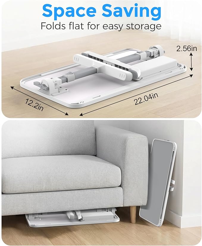 HETTHI Laptop Bed Table, Height & Angle Adjustable Laptop Desk for Bed with Premium Materials, Super Sturdy Foldable Laptop Bed Tray Table with Drawer for Bed Couch Floor (Gray, 22.04"×12.2")