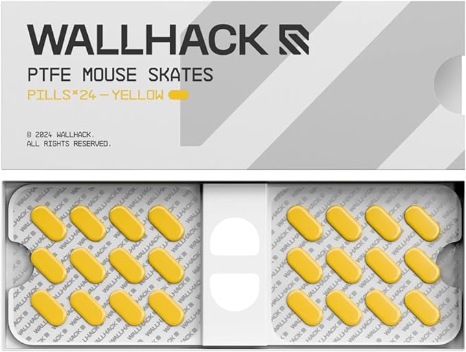 Wallhack PTFE Pill Mouse Skates | Premium Universal Skates for Gaming Mice | Ultra-Smooth Glide on Cloth & Glass Pads | Customize Speed & Control | Fast, Easy to Apply | Yellow
