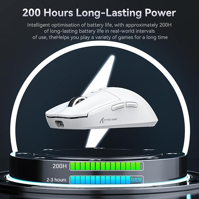 MAMBASNAKE Attack Shark X6 Wireless Gaming Mouse,RGB Magnetic Charging Dock,X3 Upgrade, 49g Ultralight 2.4GHz/BT5.2/USB-C Tri-Mode,PAW3395 Sensor 26KDPI,G502 Programmable Mice for Win/Mac - White