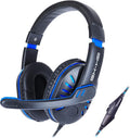 ENHANCE GX-H5 Gaming Headset with Microphone - Universal Gaming Headset for PS4, PS5, Xbox, PC, Switch with Adjustable Headband, Volume Controller, USB Sound-Isolating Earcups, Splitter Cable (Blue)