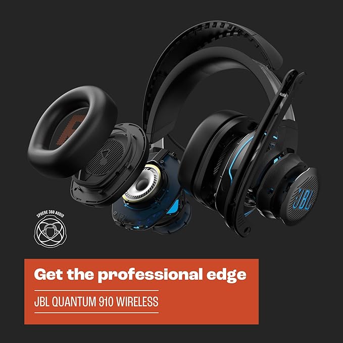 JBL Quantum 910 Wireless Gaming Headset, Black, Large (Renewed)