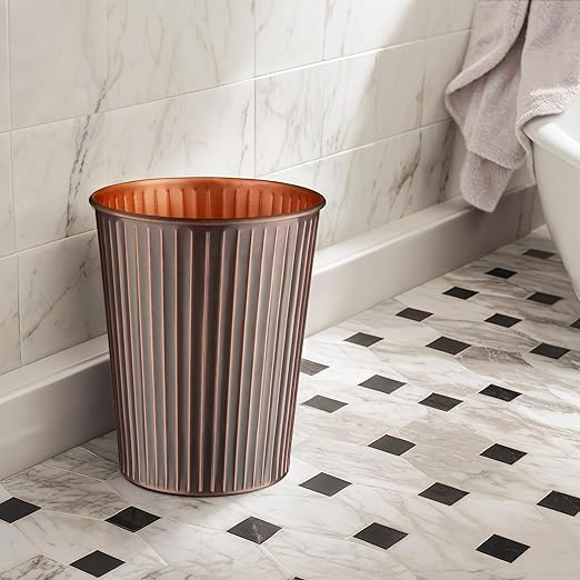 Monarch Abode Ridge Embossed Metal Desk Wastebasket – Antique Copper