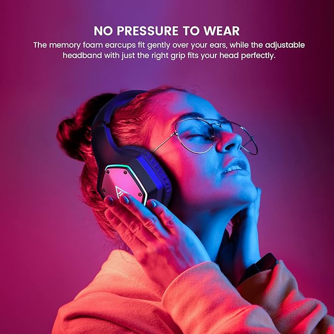 EKSA Wireless Gaming Headset for PS4 PS5 PC, 7.1 Surround Sound Headset with Mic ENC & RGB Light, 36 Hour Battery, 2.4G USB Gaming Headphones for Computer, Laptop, 3.5mm Jack