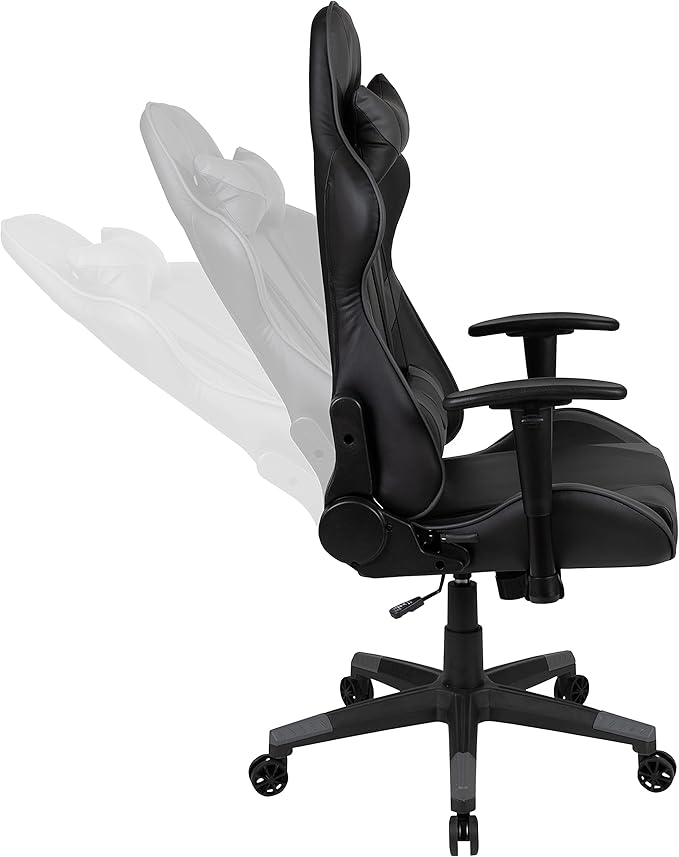 Flash Furniture Optis Black Gaming Desk and Gray Reclining Gaming Chair Set with Cup Holder, Headphone Hook, and Monitor/Smartphone Stand