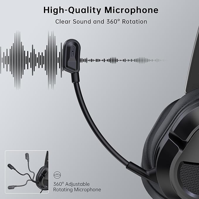Gaming Headset for PS5、PS4、Xbox Series X、Xbox Series S/One、PC、PS5Pro 207g Headset with Clear Mic for Work 𝟐𝟎𝟐𝟔 𝐔𝐩𝐠𝐫𝐚𝐝𝐞 Wired Gaming Headphones with Mic、3.5mm Splitter、79in Cable.Gamer Gifts