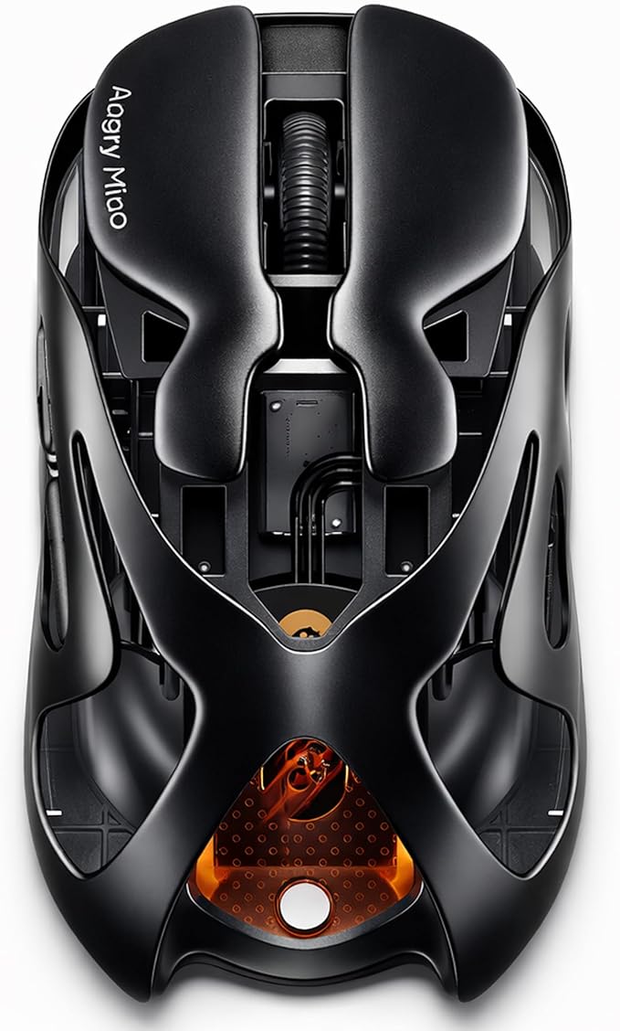 Angry miao AM Infinity Wireless Gaming Mouse, 49g Magnesium-Aluminum, PAW3950 30K DPI, 8K Polling, Anti-Double Click Optical-Micro Switches, Hot-Swap Battery, Tri-Mode RGB Programmable Mouse for FPS