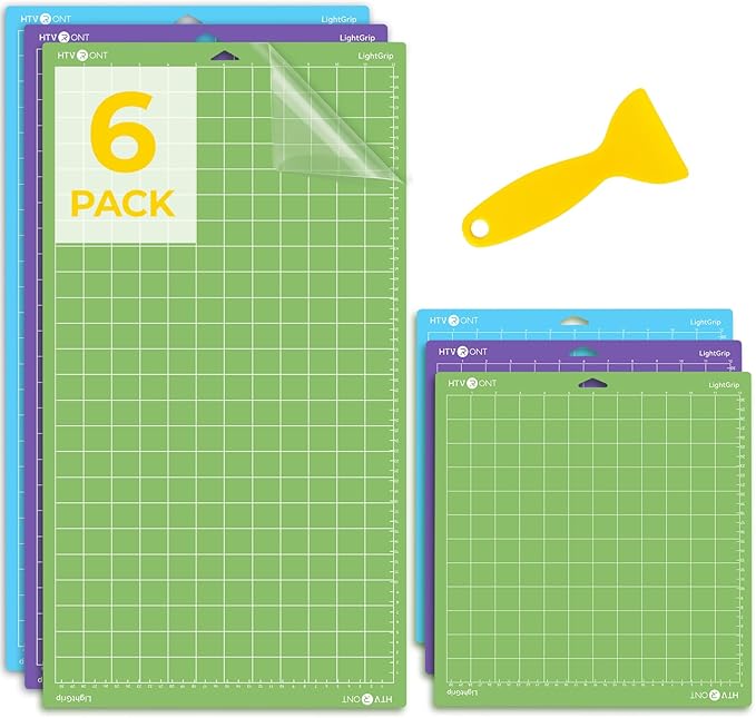 HTVRONT Cutting Mat, 6 Pcs Cutting Mat 12x12 & 12x24in(Standard, Light, StrongGrip) Compatible with Cricut Maker 3/Maker 4/Maker/Explore 3/4/Air 2/One, Variety Adhesive Sticky Cutting Mats Accessories