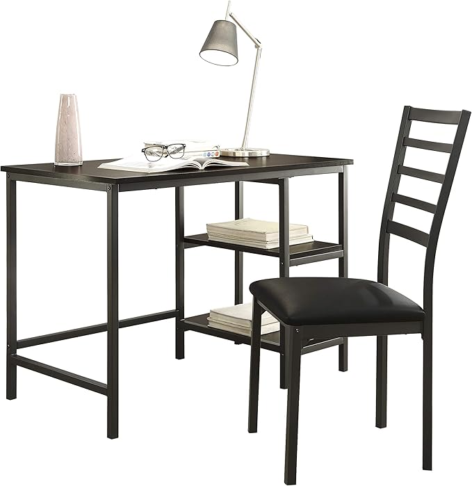 Lexicon Lavaca Metal Writing Desk and Chair Set, Black