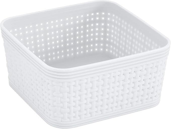 Simplify 5 Piece Organizing Set | Multiple Size Bins | Multipurpose | Office | Desk | Dorm | Bathroom | Storage Basket | Small Items | Accessories | White