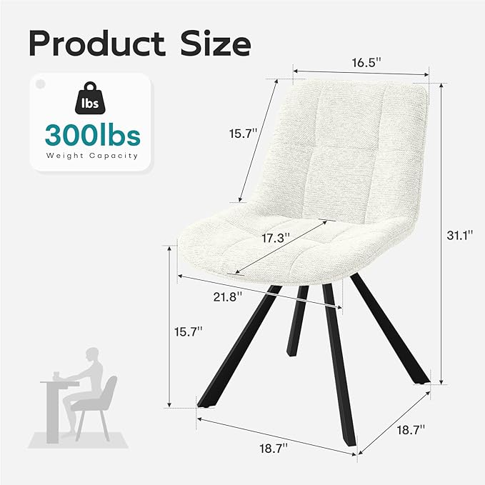Small Desk Chair No Wheels, Swivel Velvet Vanity Chair No Arms, Armless Office Chair with Back and Metal Legs for Small Space, Bedroom, Home Office, Mid Century Modern, Cloud White