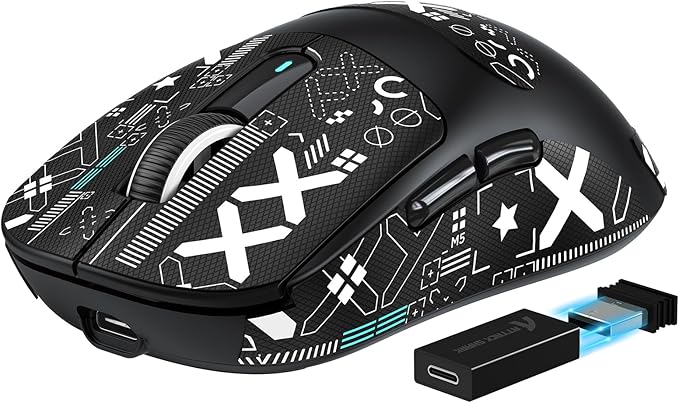 MANBASNAKE Attack Shark X3 Pro 4K/8K Hz Mouse, 59g Superlight BT/2.4G Wireless/Wired Gaming Mouse, PixArt PAW3395 Gaming Sensor, 26000 DPI, Griptape, Programmable Buttons for Win11/Xbox/PS/Mac(Black)
