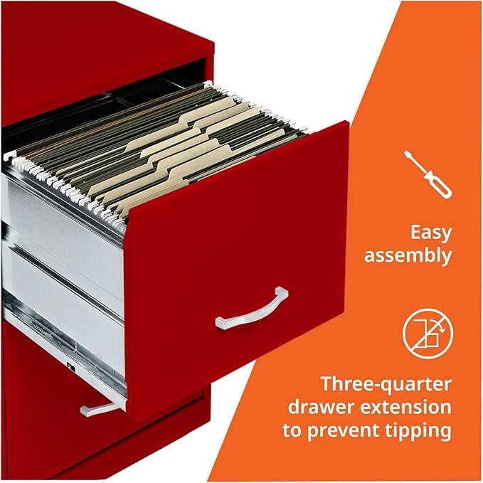 NuSparc 2 Drawer Locking Filing Cabinet | Pre-Assembled Steel Construction | Space-Saving Design is Perfect for Home and Small Office | Letter-Size | Assembled in North America