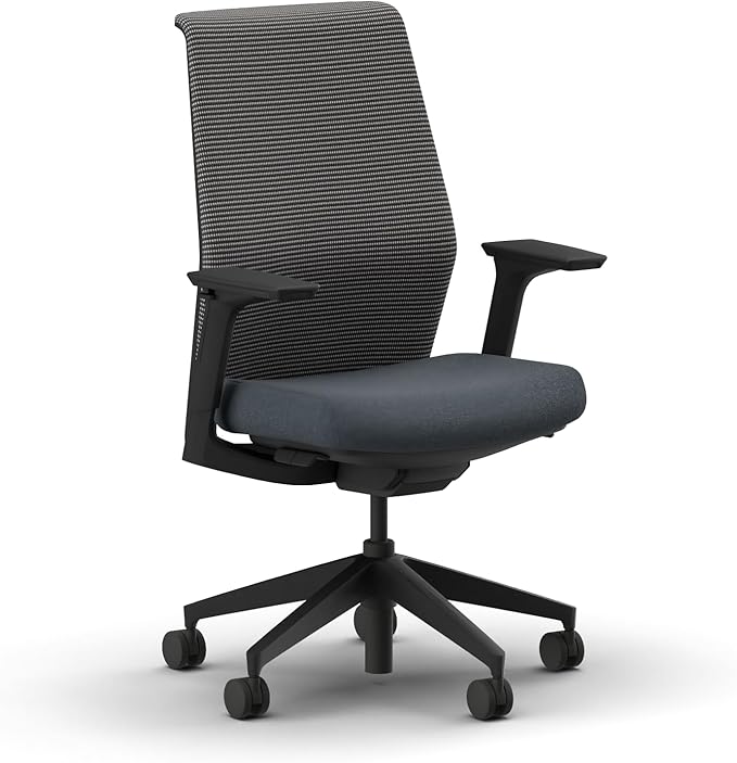 HON Cipher Mesh Office Chair with Lumbar Support, Height-Adjustable Arms, Black Mesh Task Chair, Darkness Fabric, Black Accent, Black Frame