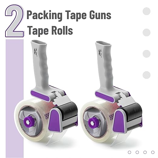 Mr. Pen- Heavy Duty Packing Tape Dispenser Gun, 2 Inch, 2 Pack with 2 Clear Tape Rolls, Handheld Tape Gun for Moving, Shipping, Sealing Boxes & Packaging
