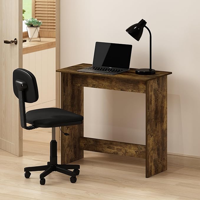 Furinno Simplistic Small Desk, 31.3" Wide Gaming Desk, Rectangular Computer Desk with Rounded Edges, Office Desk for Home Office, Bedroom, Study Room, Dorm, Amber Pine