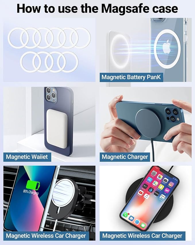 KALAPOP for Magsafe Ring 10PCS-Ultra Thin(0.4mm)-Universal Metal Rings Sticker Compatible with iPhone 17/Air/16/15/14/13/12 Series,Samsung Galaxy,Google Pixel Series - White