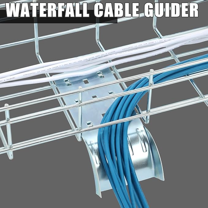 Zonon 4pcs 90 mm Wide Wire Mesh Cable Tray Cable Guider Water Fall Cable Guider Tray Dividing & Cable Routing for Wire Mesh Cable Trays