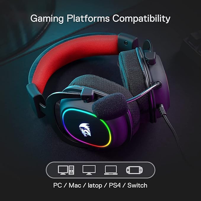 Redragon H510 Zeus-X RGB Wired Gaming Headset - 7.1 Surround Sound - 53MM Audio Drivers in Memory Foam Ear Pads w/Reliable Fabric Cover- Multi Platforms Headphone - USB Powered for PC/PS4/NS
