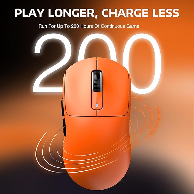 ATTACK SHARK X3 Lightweight Wireless Gaming Mouse with Tri-Mode 2.4G/USB-C Wired/Bluetooth,Up to 26K DPI, PAW3395 Optical Sensor,Kailh GM8.0 Switch,5 programmable Buttons for PC/Win/Mac(Orange)