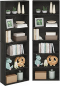 Furinno Jaya Book Shelf Set of 2, 6-Tier Bookshelf, Bookcase, 9.5 x 24.6 x 71, for Home Office, Living Room, Espresso