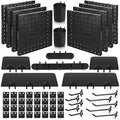 Chunful 58 Pcs Pegboard Organizer Kits Plastic Pegboard Wall Panel Mount Display Accessories Include Storage Boards Buckets and Hooks for Craft Room Garage Kitchen Office(Black)
