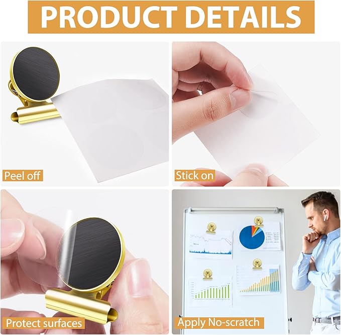 8 Pack Refrigerator Magnets Fridge Magnets Magnetic Clips Heavy Duty Magnetic Clips Perfect for Refrigerator Whiteboard Magnets Photo Displays Home School Use(Gold)