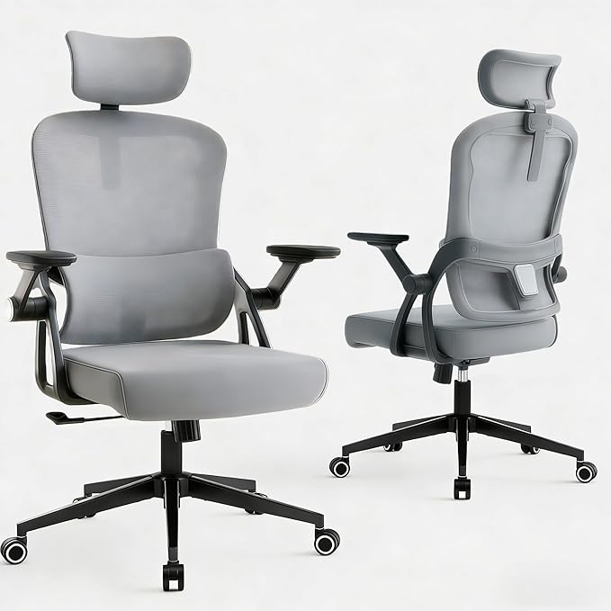 Ergonomic Office Chair - 350LB Comfy Desk Chairs with Adjustable Headrest and Lumbar Back Support, Mesh Computer Chairs with Wheels and Arms for Home Office, Study