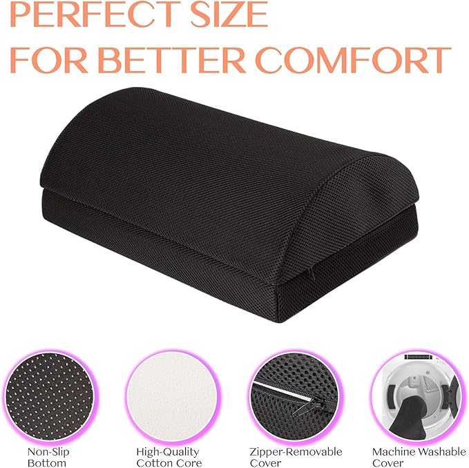 Ximoon Foot Rests for Under Desk at Work, Adjustable Foot Stool Pillow with Handle Non-Slip Bottom Ergonomic Under Desk Footrest for Home, Office, Gaming to Relieve Lumbar, Back and Knee Pain