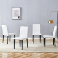 Set of 4 Dining Chairs 35.4 Inch High Modern PU Leather Chairs with Black Metal Legs Ergonomic Backrest & Sponge Seat Perfect for Dining Room Kitchen Home Office & Living Space