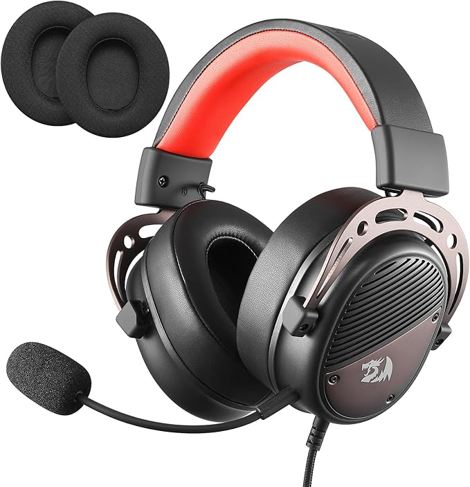 Redragon H730 USB Wired Gaming Headset - 53mm Drivers, 360° Spatial Sound, Detachable Noise-Canceling Microphone, Magnetic Replaceable Ear Cushions, Over-Ear Headphones Works for PC/PS4/PS5, Black