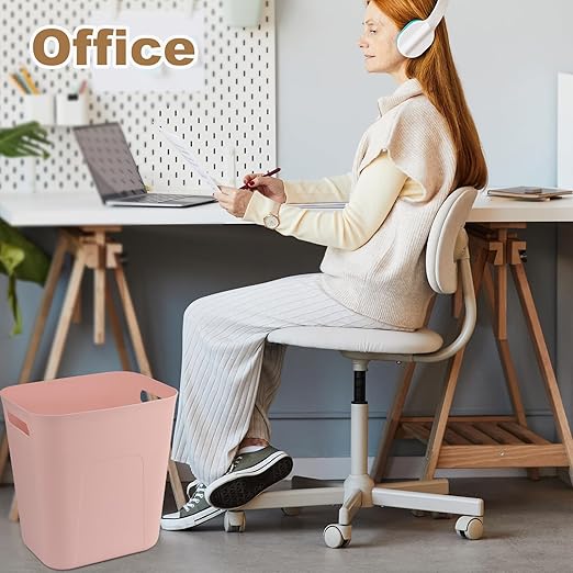 UUJOLY Small Bathroom Trash Can with Trash Bag Wastebasket Garbage Can for Bathrooms, Laundry Room, Kitchens, Offices, Kids Rooms, Dorms, 3.5 Gallons, 3 Pack (Pink+Blue+Beige)