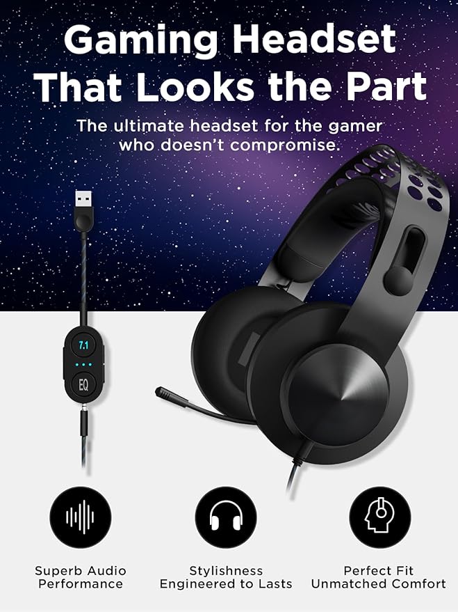 Lenovo Legion H500 PRO 7.1 Surround Sound Gaming Headset, Noise-Cancelling Mic, Memory Foam & PU Leather Earcups, Stainless Steel Headband, PC, PS4, Xbox One, Nintendo Switch, GXD0T69864, Black