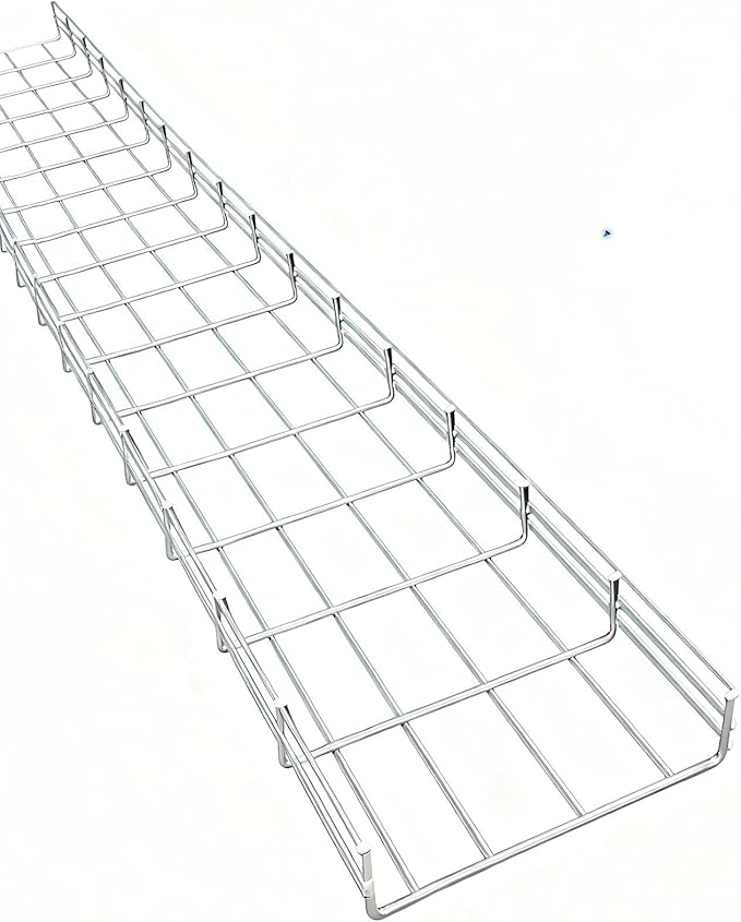 Wire Mesh Cable Tray, 60" x 8" x 4" | Zinc Plated Steel Cable Management Rack, Adjustable Cable Basket for Network, AV, Fiber Optic, Garage & Office Use(2Pcs)
