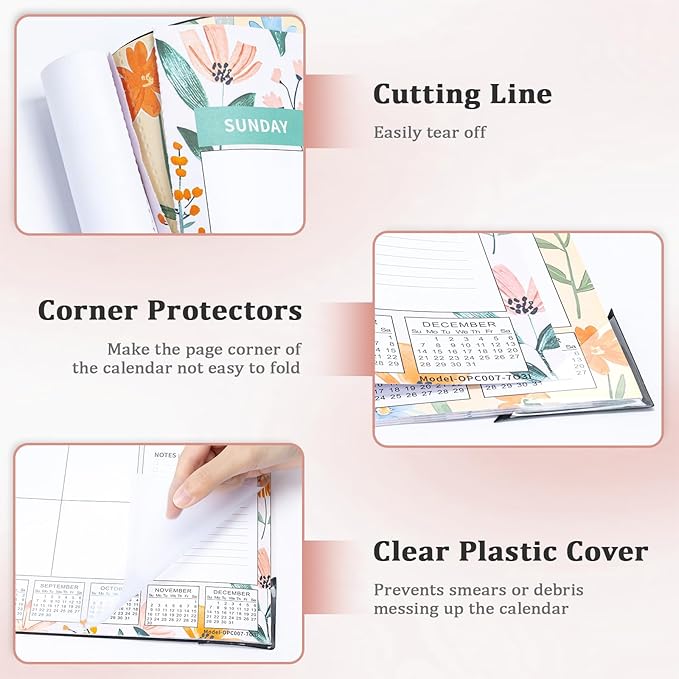 Ospelelf Desk Calendar 2025-2026 Large 22"x17" Monthly Family Planner Pad with Protective Cover 18 Months July 2025 to December 2026 Ditsy Floral