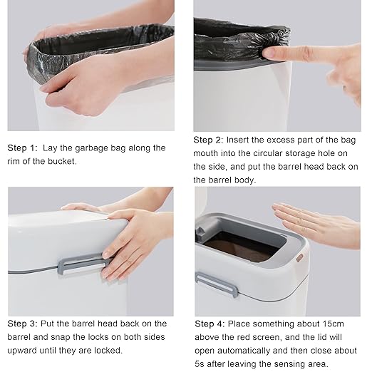 Bigacc Bathroom Trash Can with Lid, Small Touchless Garbage bin, Automatic Motion Sensor Waste bin, Waterproof 2.2 Gallon Slim Trash Can for Home