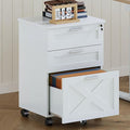 3-Drawer Rolling File Cabinet with Lock - Wooden Mobile Filing Cabinet for Home Office, Under Desk Storage Organizer fits Letter/A4/Legal Size, Sturdy Printer Stand with Locking Casters, White