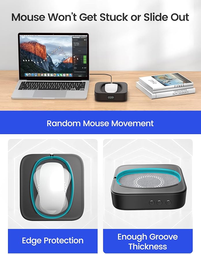 Mouse Jiggler Undetectable, No Need to Align Cursor, Mouse Mover Device with Adjustable Interval and Screen, Automatic Mouse Shaker Wiggler for Both Large and Small Mice, Real Random Movement