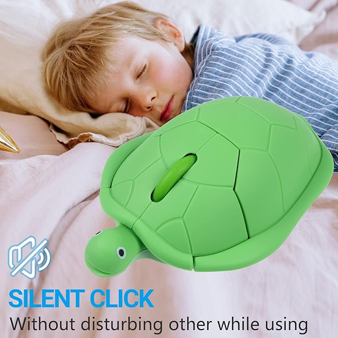 elec Space Wireless Turtle-Shaped Mouse, 2.4G Optical Computer Mouse, 3 Buttons, 12 x 7.7 cm (Mint Green)