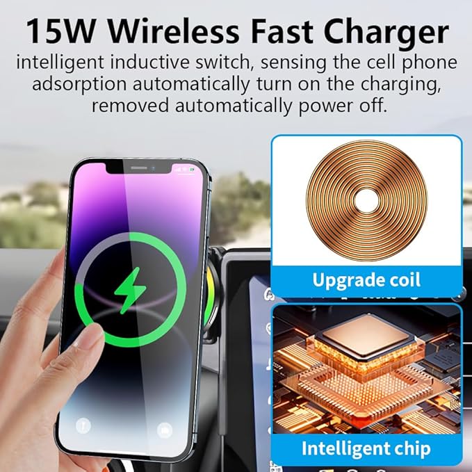 Car Magnetic Phone Mount for Nissan Rogue 2021-2026 and Altima 2019-2025 and Sentra 2020-2025【 8-inch Screen 】 Auto Accessories Best Cell Phones Holder Fast 15W Wireless Charger Stand